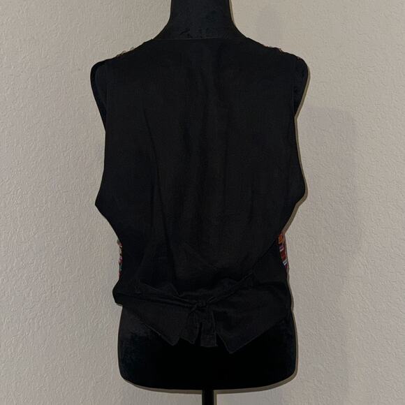 Vintage Fashion Passport Vest Women’s Medium Multi Aztec Pockets Embellished 80s - Picture 3 of 8